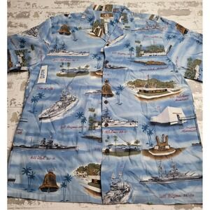 Kalaheo Hawaiian Pearl Harbor Memorial Button Down Shirt‎ Men's Large